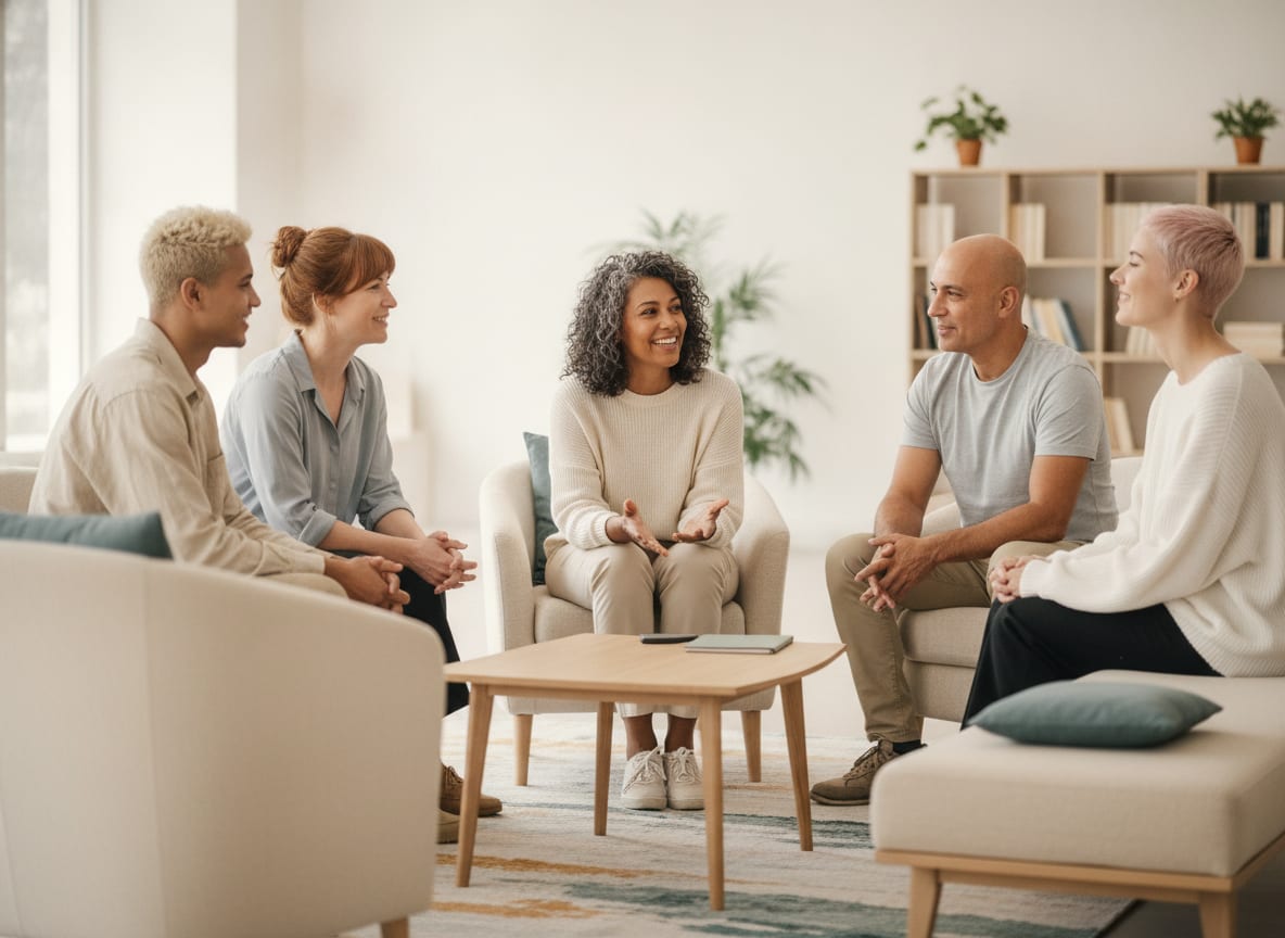 Open kringgesprek met vijf deelnemers