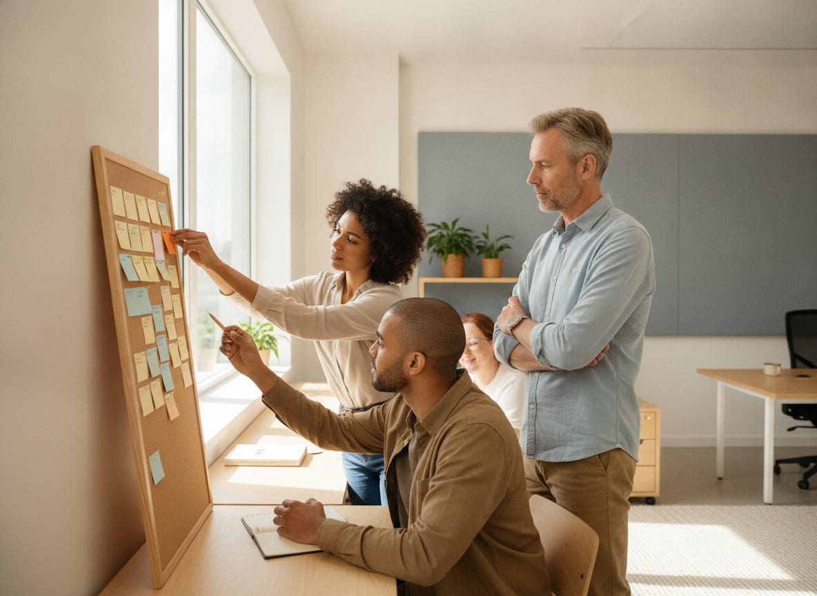 Projectteam werkt aan een planbord